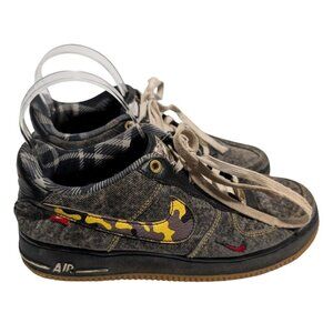 Nike Air Force 1 Camo Denim Low Remix Black Sneakers DB1976-001 Kids Size 6.5Y